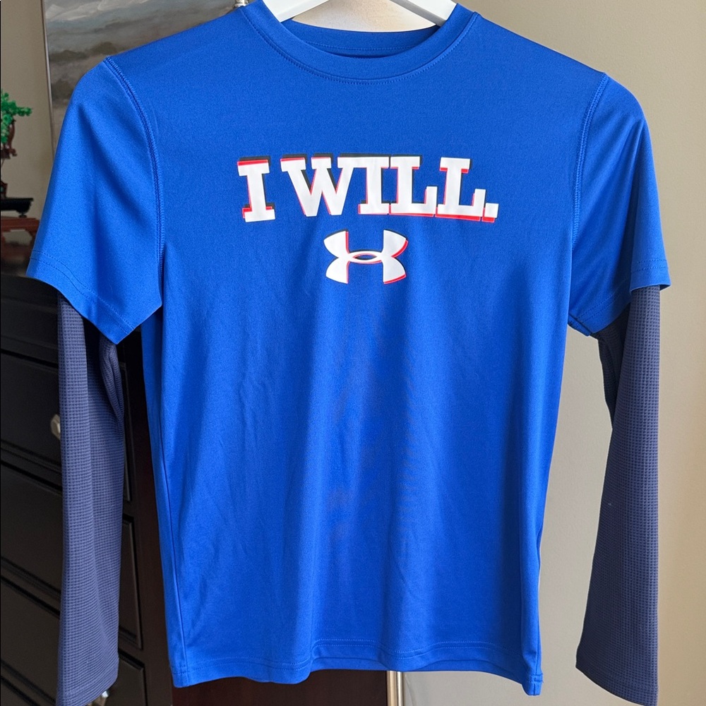 Under Armour Royal Blue 'I WILL' Long Sleeve Tee Boys Medium